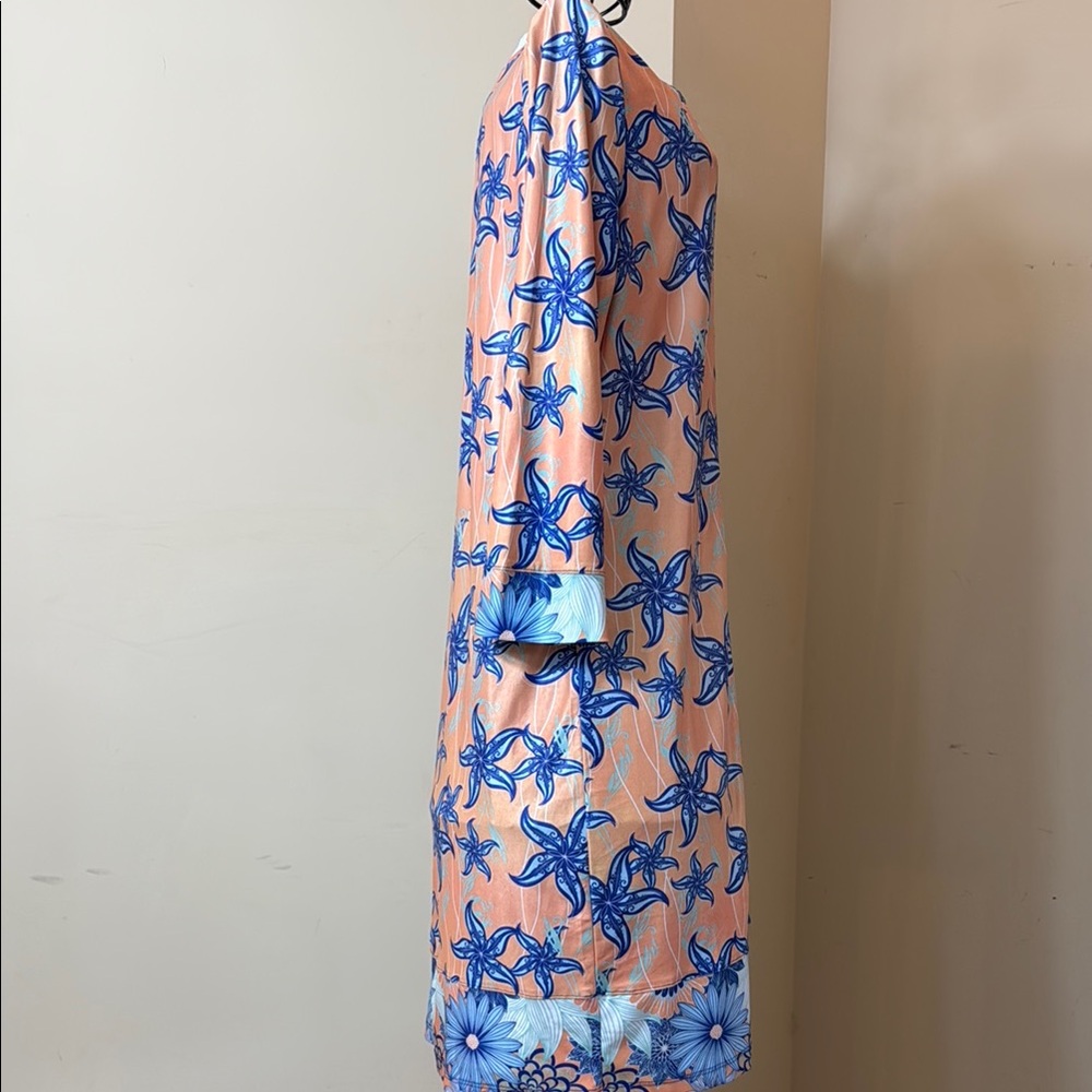 Ava Lynn Floral Dress in Blue and Peach - Picture 6 of 8